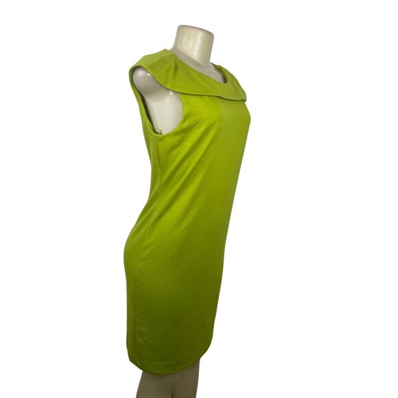 Premier Lime Green Sleeveless Sheath Dress W/ Collar Detail Size 6 - Picture 2 of 8